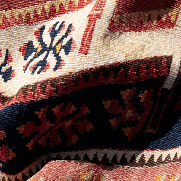 Kilim Rug Navy Red and Ivory